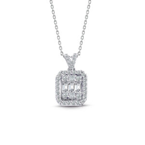 Modern Tasarım 0.45 Ct Baget Kare Tektaş Kolye