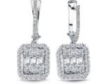 Modern Tasarım 0.87 Ct Baget Kare Tektaş Küpe