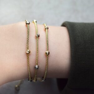 3’lü Top Taşlı Altın Bileklik
