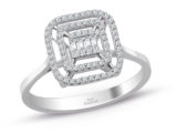 0.25 Ct. Modern Tasarım Çift Sıra Baget Pırlanta Yüzük