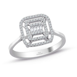 0.25 Ct. Modern Tasarım Çift Sıra Baget Pırlanta Yüzük