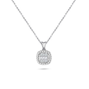 Modern Tasarım 0.12 Ct Baget Kare Tektaş Kolye