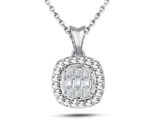 Modern Tasarım 0.12 Ct Baget Kare Tektaş Kolye