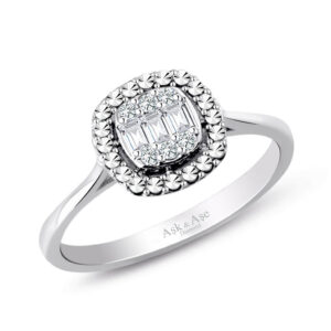 Modern Tasarım 0.12 Ct Baget Kare Tektaş Yüzük