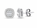 Modern Tasarım 0.24 Ct Baget Kare Tektaş Küpe