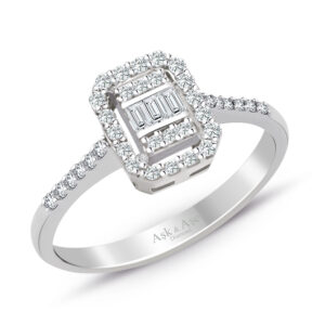 0.35 Ct. Baget Kare Modern Tasarım Tektaş Yüzük