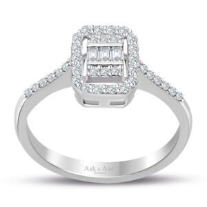 0.35 Ct. Baget Kare Modern Tasarım Tektaş Yüzük