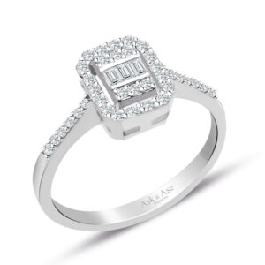 0.35 Ct. Baget Kare Modern Tasarım Tektaş Yüzük
