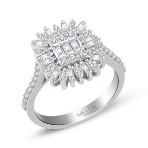 0.70 Ct Modern Tasarım Baget Kare Tektaş Yüzük