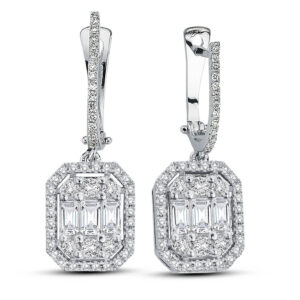 Modern Tasarım 1.50 Ct Baget Kare Tektaş Küpe