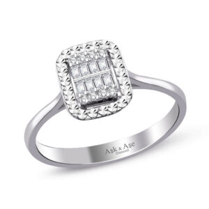 0.12 Ct. Modern Tasarım Baget Kare Tektaş Yüzük