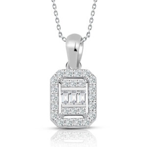 0.30 Ct. Baget Pırlanta Kare Tektaş Kolye