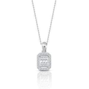 0.30 Ct. Baget Pırlanta Kare Tektaş Kolye