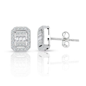 0.55 Ct. Baget Pırlanta Kare Tektaş Küpe