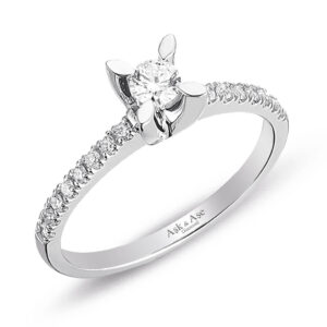 0.39 Ct. Kolları Taşlı Tektaş Pırlanta Yüzük