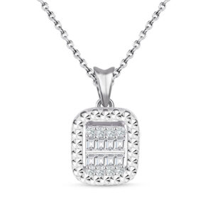 Modern Tasarım 0.15 Ct Baget Kare Tektaş Kolye