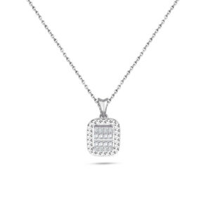 Modern Tasarım 0.15 Ct Baget Kare Tektaş Kolye