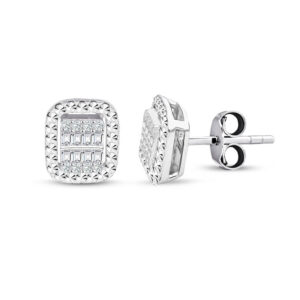 Modern Tasarım 0.22 Ct Baget Kare Tektaş Küpe