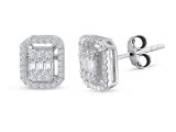 Modern Tasarım 0.30 Ct Baget Kare Tektaş Küpe