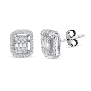 Modern Tasarım 0.30 Ct Baget Kare Tektaş Küpe