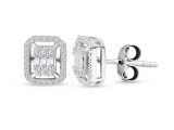 Modern Tasarım 0.55 Ct Baget Kare Tektaş Küpe
