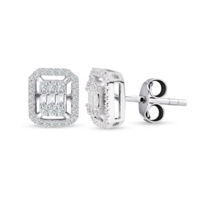 Modern Tasarım 0.55 Ct Baget Kare Tektaş Küpe