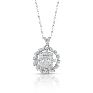 0.60 Ct. Modern Tasarım Baget Kare Tektaş Kolye