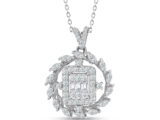 0.60 Ct. Modern Tasarım Baget Kare Tektaş Kolye