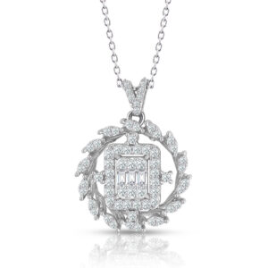0.60 Ct. Modern Tasarım Baget Kare Tektaş Kolye