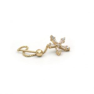 Bagetli Yıldız Altın Tragus Küpe