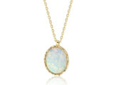 Opal Taşlı Oval Altın Kolye