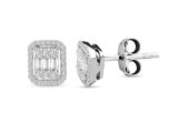 Modern Tasarım 0.28 Ct Baget Kare Tektaş Küpe