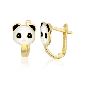 Panda Figürlü Çocuk Altın J Küpe