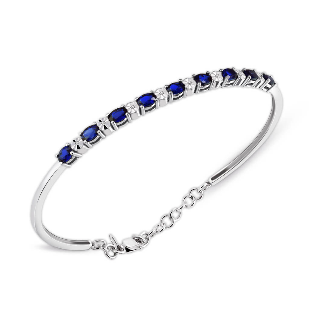 2.10 Ct Pırlantalı Markiz Safir Bilezik