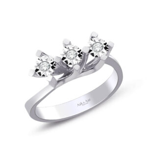 0.15 Ct Pırlanta Üçtaş Lazerli Yüzük