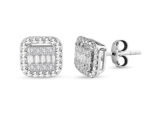 0.24 Ct Modern Tasarım Baget Kare Tektaş Küpe