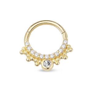 Tek Sıra Taşlı Top Toplu Altın Helix Piercing