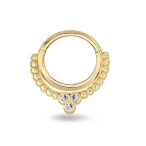 Üç Taşlı Top Toplu Altın Helix Piercing