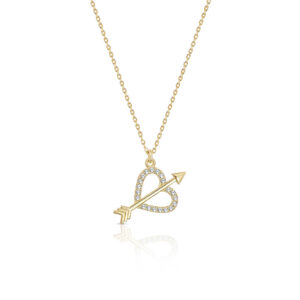 Kalp Oku Taşlı Altın Kolye